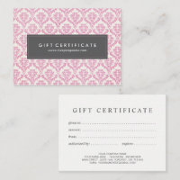 Pink Damask - individualisierbares Geschenkzertifi