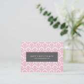 Pink Damask - individualisierbares Geschenkzertifi Rabattkarte (Stehend Vorderseite)