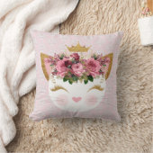 Pink Damask Kitty Throw Kissen (Decke)