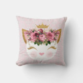 Pink Damask Kitty Throw Kissen (Vorderseite)