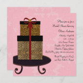 Pink Damask Leopard Gift Brautparty Einladung (Vorne/Hinten)