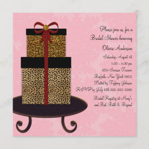Pink Damask Leopard Gift Brautparty Einladung