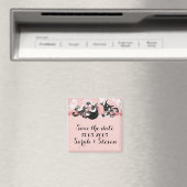 Pink Damask Love Bird Save the Date Magnet (In Situ (Geschirrspüler))