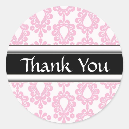 Pink Damask Matching Danke Stickers (Vorderseite)