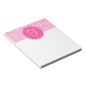 Pink Damask Monogram Notepad Notizblock (angewinkelt)