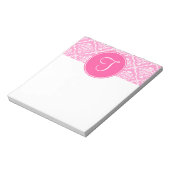 Pink Damask Monogram Notepad Notizblock (Rotiert)