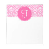 Pink Damask Monogram Notepad Notizblock (Vorderseite)