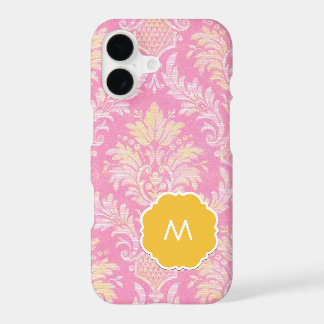 Pink Damask Monogram Phone Case
