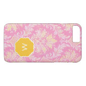 Pink Damask Monogram Phone Case (Rückseite (Horizontal))