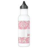 Pink Damask Print monogram J initiale Edelstahlflasche (Links)