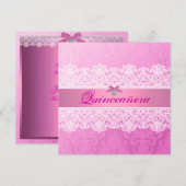 Pink Damask Quinceanera Birthday Einladung (Vorne/Hinten)