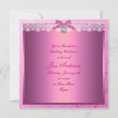 Pink Damask Quinceanera Birthday Einladung (Rückseite)