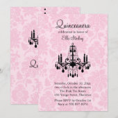 Pink Damask Quinceanera Einladung (Vorne/Hinten)