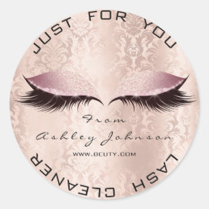 Pink Damask Salon Glitzer WELLNESS-CENTER Makeup L Runder Aufkleber