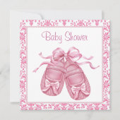 Pink Damask Satin Hintern Baby Girl Dusche Einladung (Vorderseite)
