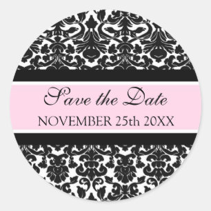 Pink Damask Save the Date Umschlag Aufkleber