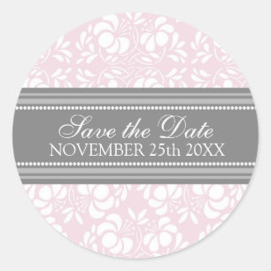 Pink Damask Save the Date Umschlag Aufkleber
