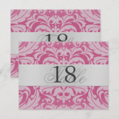 Pink Damask Silver Metal Tischnummer PostCard (Vorne/Hinten)