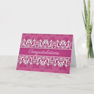 Pink Damask swirl Congratulations Card Karte