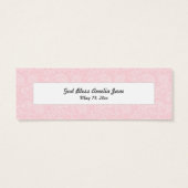 Pink Damask Taufe Gefallen Tag mit Kreuz (Rückseite)