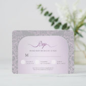 Pink Damask Wedding Danke Foto Card RSVP Karte (Stehend Vorderseite)