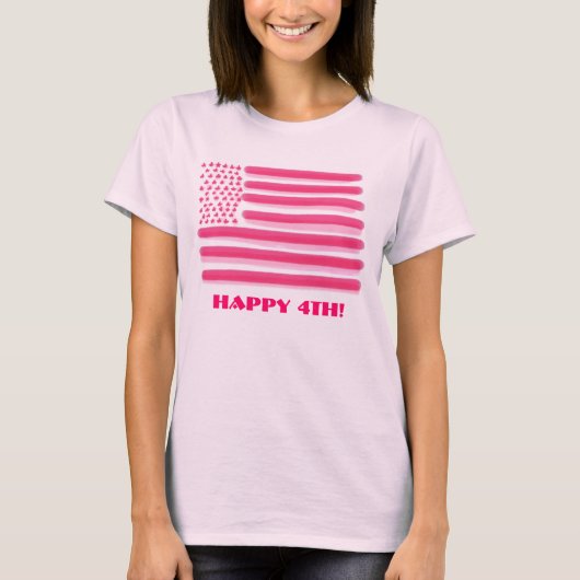 Pink Dame 4. Amerikanische Fahne Tee (Vorderseite)