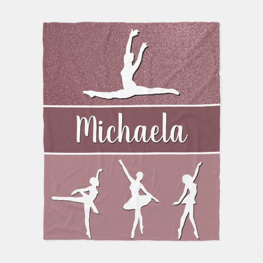 Pink Dance Ballerina Glitzer Fleecedecke (Vorderseite)
