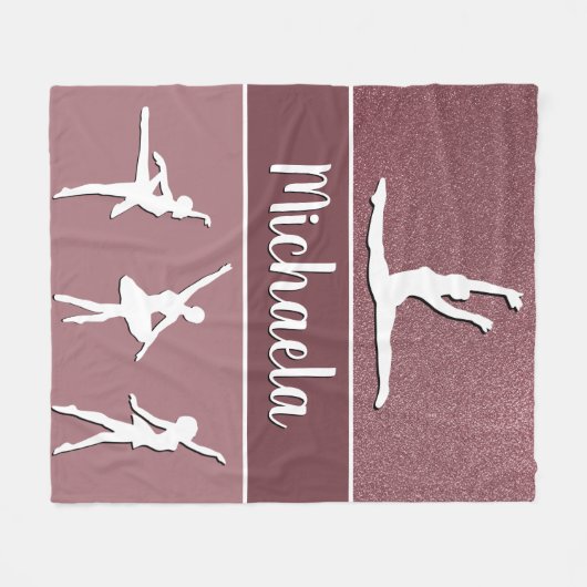 Pink Dance Ballerina Glitzer Fleecedecke (Vorderseite (Horizontal))