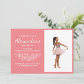Pink Dance Erwägungsgrund Foto laden Einladung (Stehend Vorderseite)