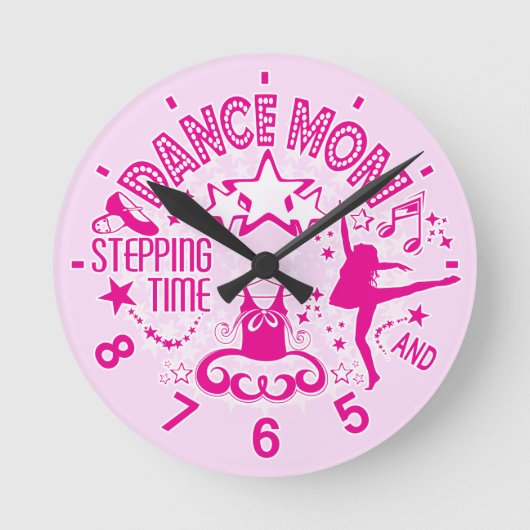 Pink Dance Mom Clock Runde Wanduhr (Vorderseite)