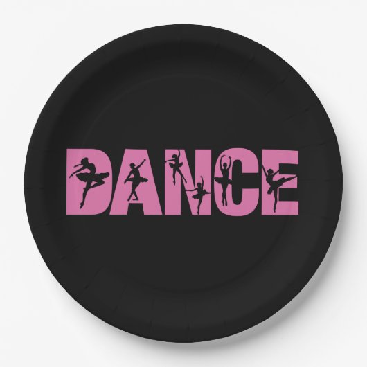 Pink DANCE with Ballerina Cutouts Pappteller (Vorderseite)