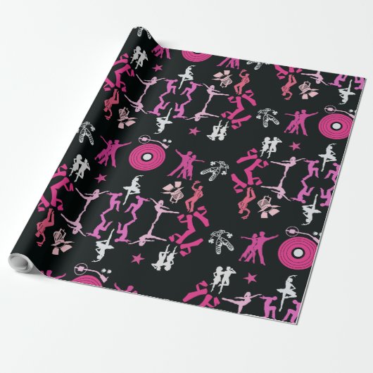 Pink Dancer Gemusterte Wohngestaltung Geschenkpapier (Ungerollt)