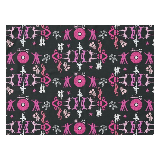Pink Dancer Gemusterte Wohngestaltung Tischdecke (Vorderseite (Horizontal))