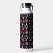 Pink Dancer Gemusterte Wohngestaltung Trinkflasche (Vorne)