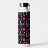 Pink Dancer Gemusterte Wohngestaltung Trinkflasche (Rückseite)