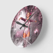 Pink dancing ballerina and beautiful butterflies runde wanduhr (Winkel)