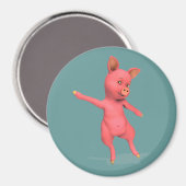 Pink Dancing Pig Magnet (Vorderseite/Rückseite)