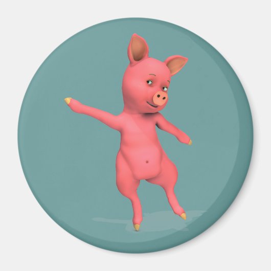 Pink Dancing Pig Magnet (Vorne)