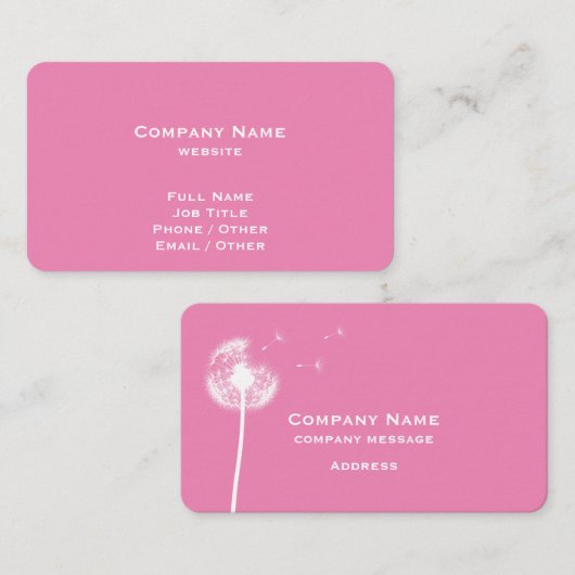 Pink Dandela Business Card Visitenkarte (Vorne/Hinten)