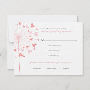 Pink Dandela Liebe Summer Wedding RSVP Card Karte
