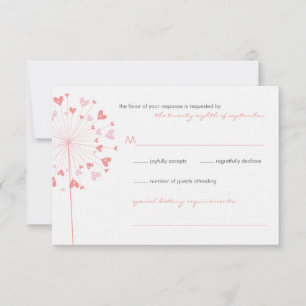 Pink Dandela Liebe Summer Wedding RSVP Card Karte