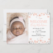 Pink Dandelations Baby Birth Announctions Card Ankündigung (Vorderseite)