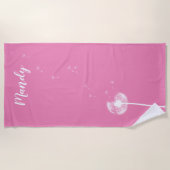 Pink Dandelion Beach Handtuch nach Maß (Vorderseite)