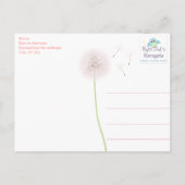 Pink Dandelion Danke, Postcard Postkarte (Rückseite)