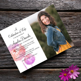 Pink Dandelion Foto Feier der Lebenskarte Einladung