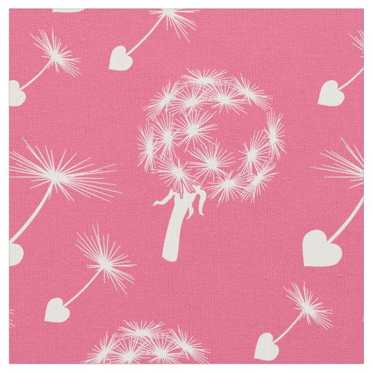 Pink Dandelion Heart Seeds Stoff (Nahaufnahme)