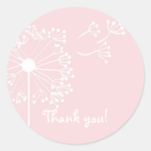 Pink Dandelion Stationary Runder Aufkleber (Vorderseite)