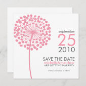 Pink Dandelion Wedding Save the Date (Vorne/Hinten)