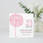 Pink Dandelion Wedding Save the Date (Stehend Vorderseite)