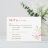 Pink Dandelions Blume Spring Wedding RSVP Card (Stehend Vorderseite)